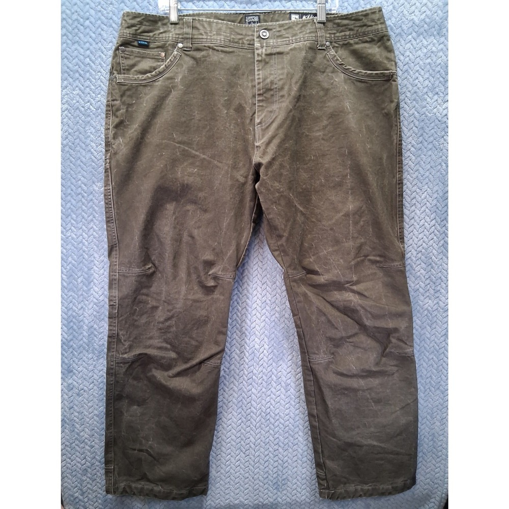 Kuhl Hot Rydr Plaid Flannel Lined Pants Mens 40x30 Olive Heavyweight Twill 5100
